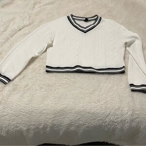 Women's Shein White V-Neck Sweater with Black Trim
Item #11261